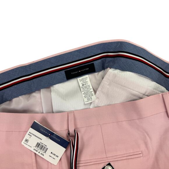 Tommy Hilfiger Mens TH Flex Modern Fit Stretch Chambray Suit Pants Pink 44x32 - Picture 6 of 7